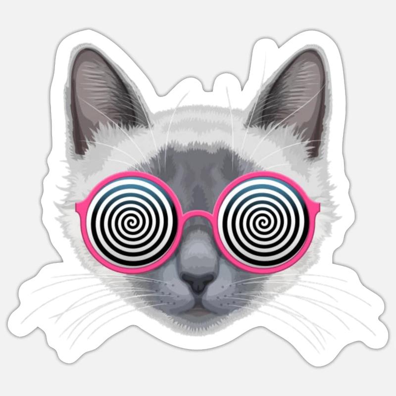 Chat hypnotique Sticker taille S (10 x 10 cm)