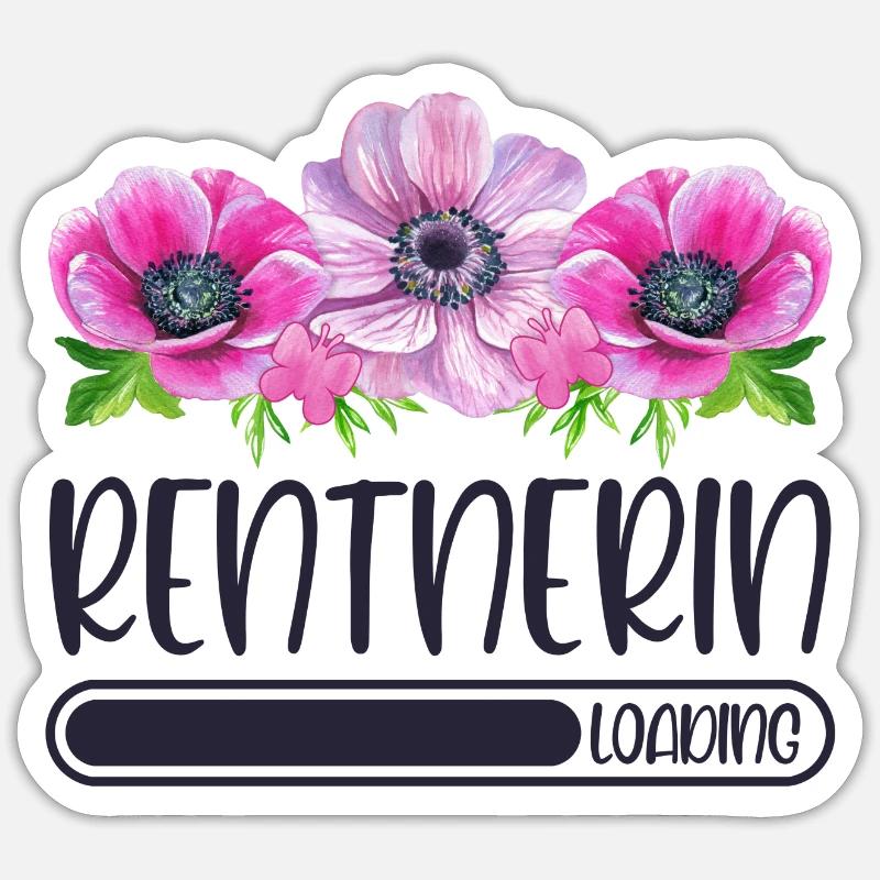 Rentnerin Loading Blumen Sticker Größe S (10 x 10 cm)