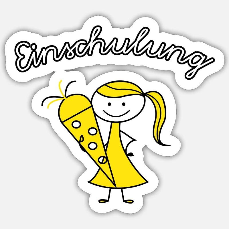 einschulung mädchen - Sticker Größe S (10 x 10 cm) - Mattweiß