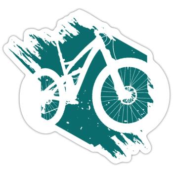VTT vélo sans texte bleu-vert - Sticker taille S (10 x 10 cm) - blanc mat - Devant