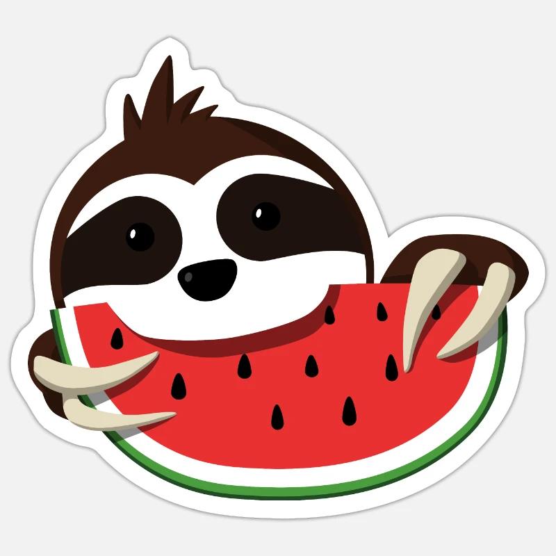 Sloth Melon - Sticker size S (10 x 10 cm) - white matte