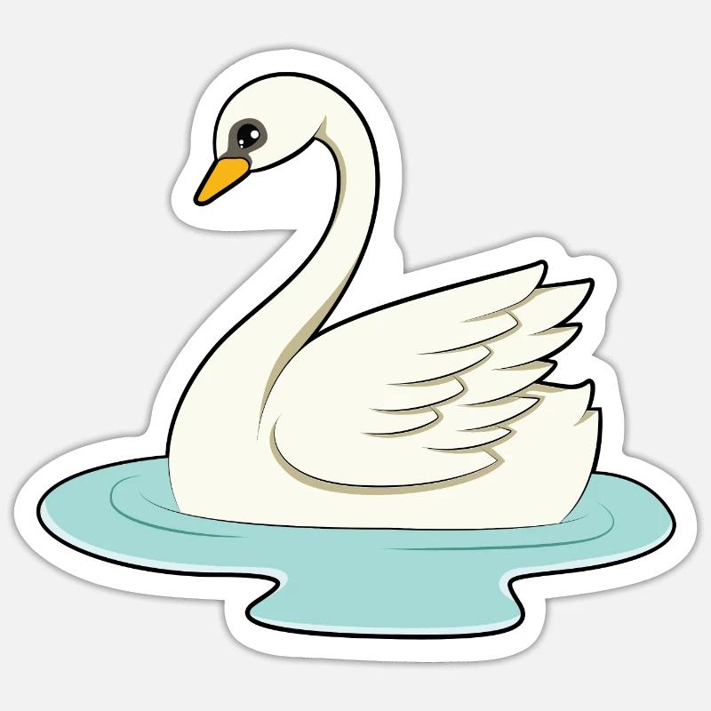 Schwan - Sticker Größe S (10 x 10 cm) - Mattweiß