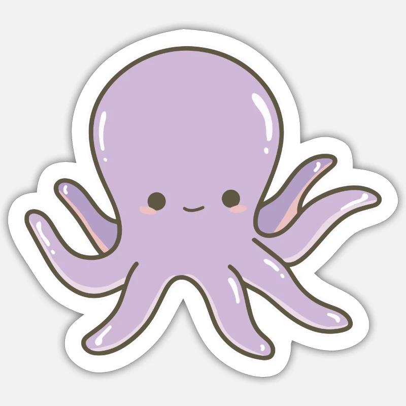 Pieuvre dessin animé - Sticker taille S (10 x 10 cm) - blanc mat