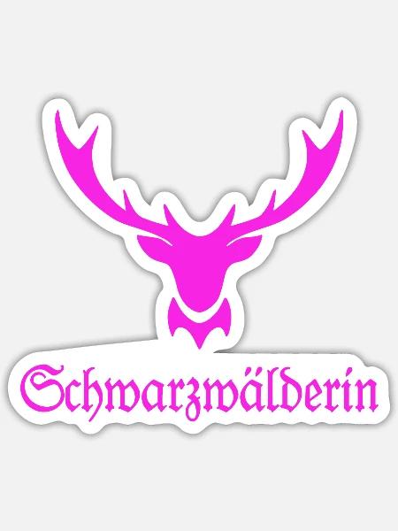 Schwarzwälderin Hirschgeweih - Sticker Größe S (10 x 10 cm) - Mattweiß