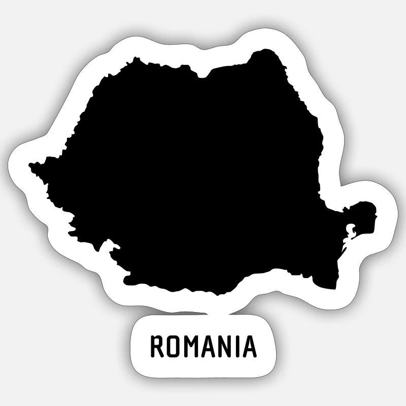Roumanie - carte géographique - Sticker taille S (10 x 10 cm) - blanc mat