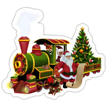 Santa mit einem Zug - Sticker Größe S (10 x 10 cm) - Mattweiß - Vorne
