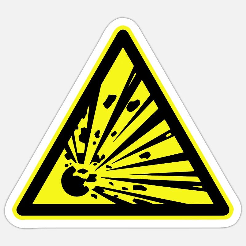 Explosief Waarschuwing, Explosive Warning - Sticker size S (10 x 10 cm) - white matte