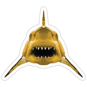 Goldener Hai - Sticker Größe S (10 x 10 cm) - Mattweiß - Vorne