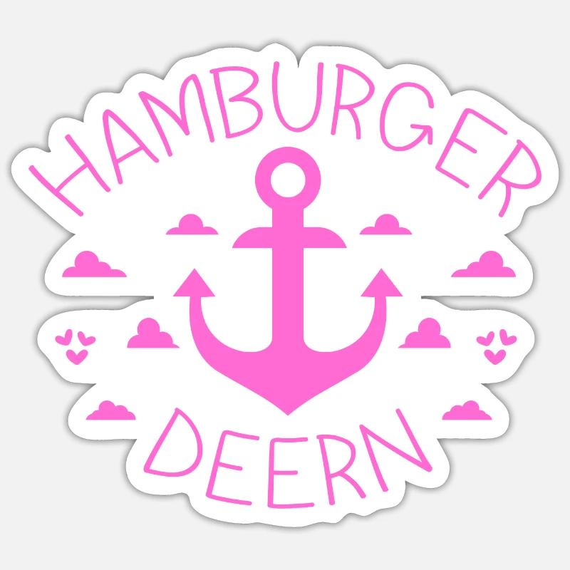 Hamburger Deern - Sticker taille S (10 x 10 cm) - blanc mat