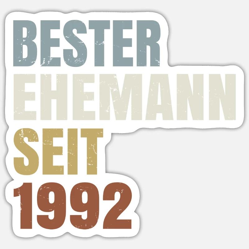 Retro Bester Ehemann seit 1992 Perlenhochzeit Sticker Größe S (10 x 10 cm)