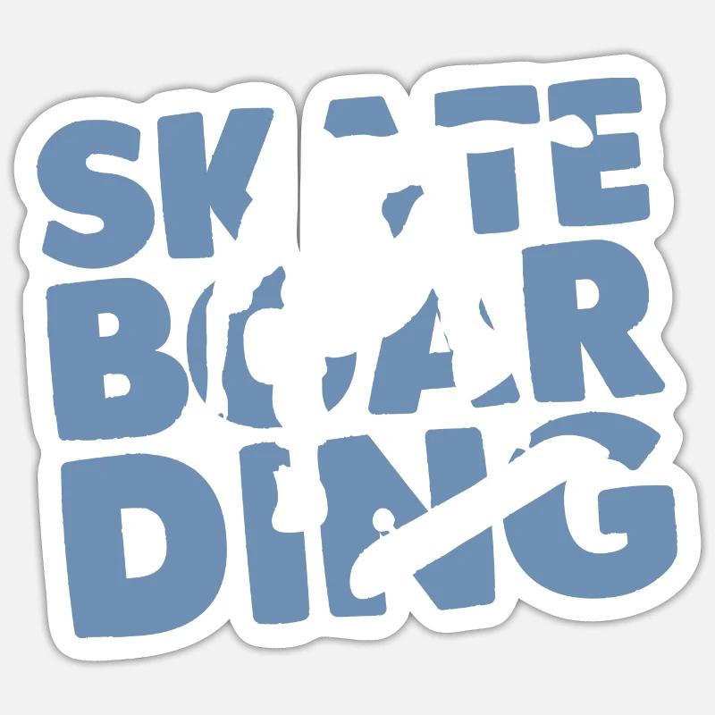 Skateboard Skateboarder - Sticker taille S (10 x 10 cm) - blanc mat