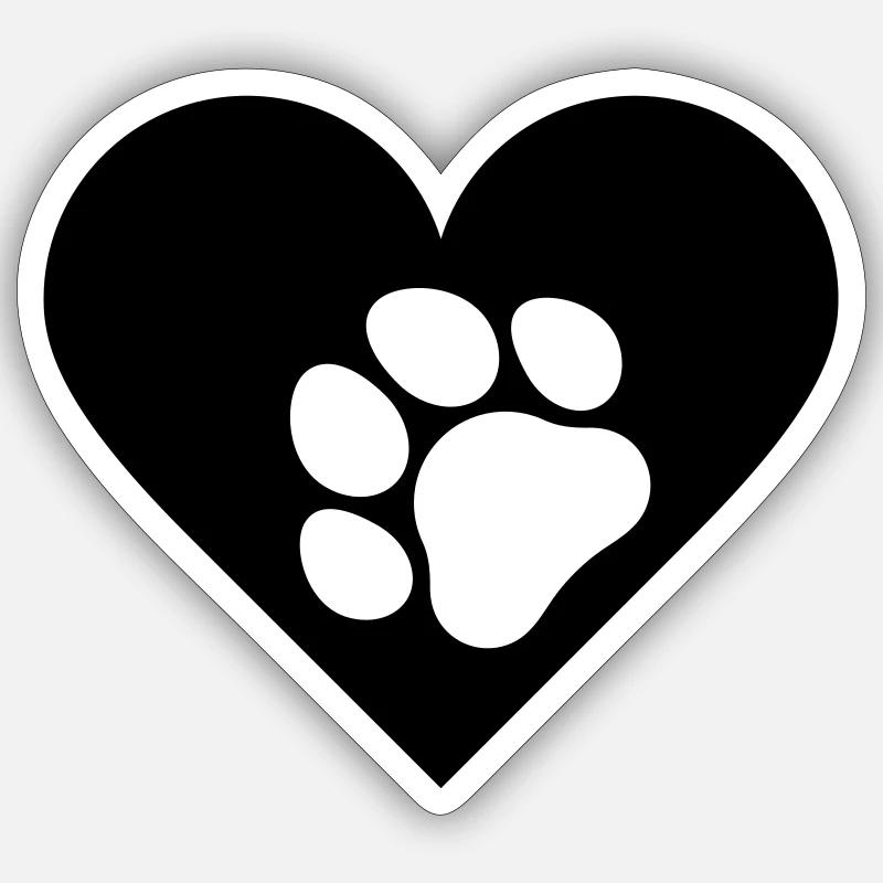 J’aime les animaux. Impression de chien Sticker taille S (10 x 10 cm)