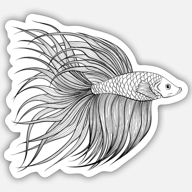 Fighting fish Sticker size S (10 x 10 cm)