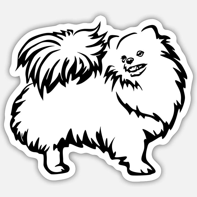 Zwergspitz - Sticker Größe S (10 x 10 cm) - Mattweiß