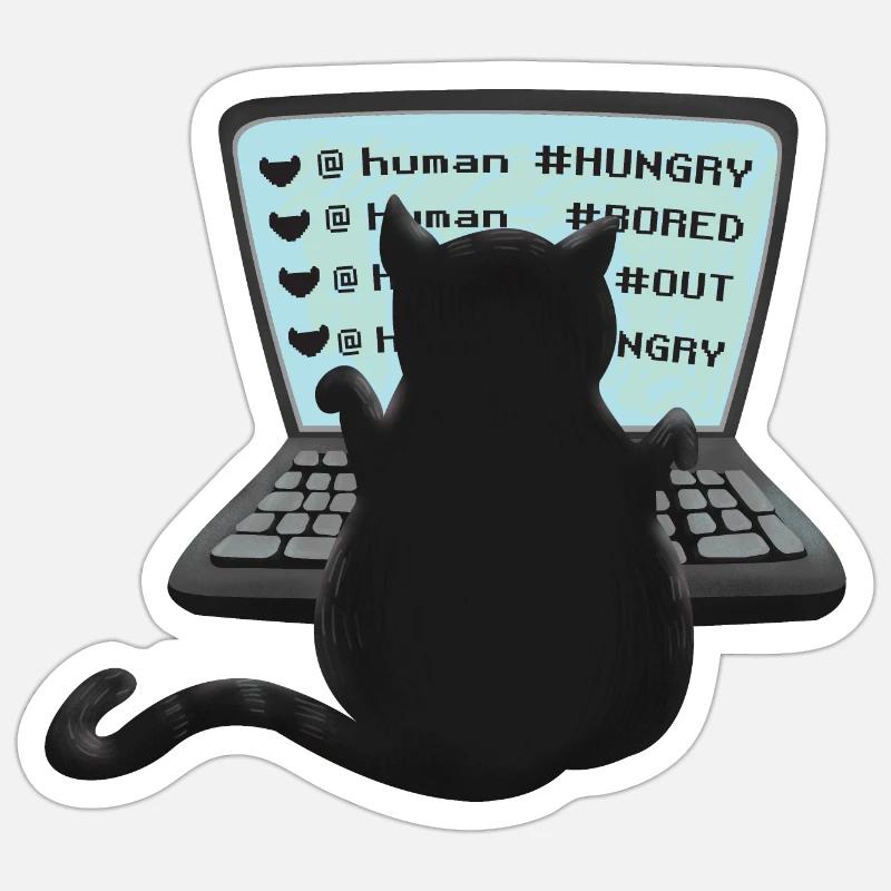 drôle de chat adolescent - Sticker taille S (10 x 10 cm) - blanc mat