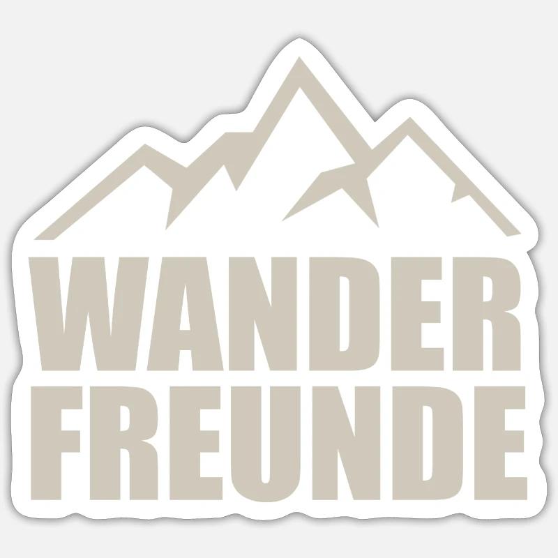 Wanderfreunde, Berg Silhouette. Hobby und Freizeit Sticker Größe S (10 x 10 cm)