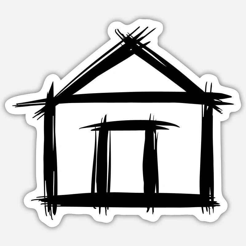 Maison, dessinée à la main. Immobilier, maison. Sticker taille S (10 x 10 cm)