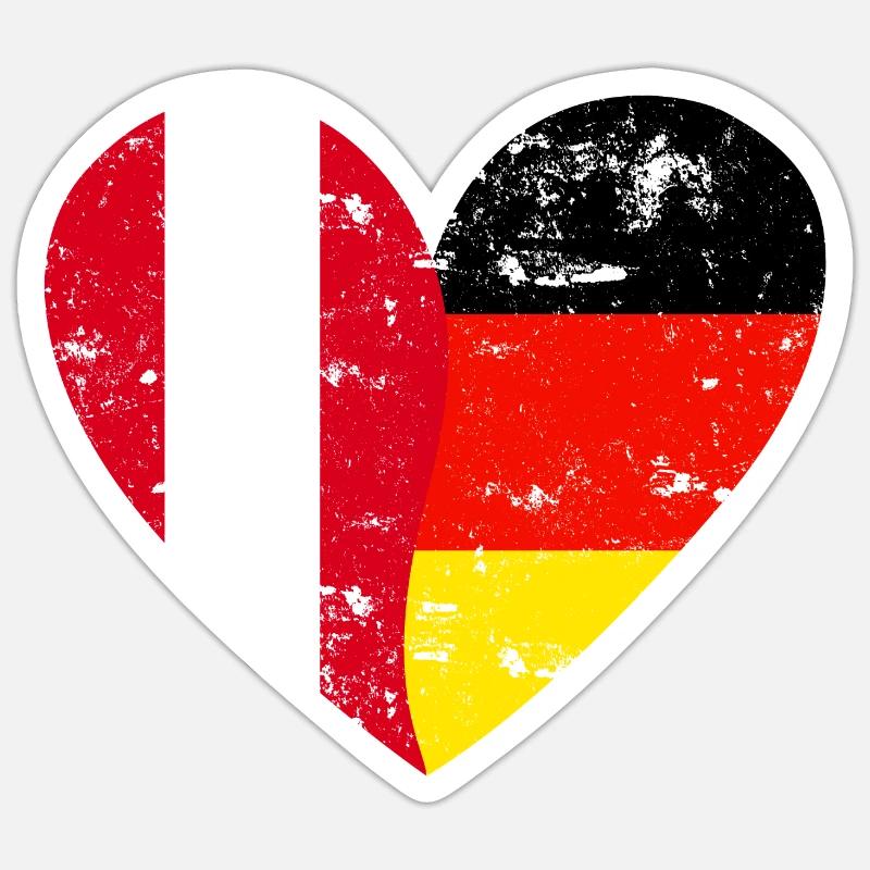 Flag Heart Peru Germany Flag - Sticker size S (10 x 10 cm) - white matte