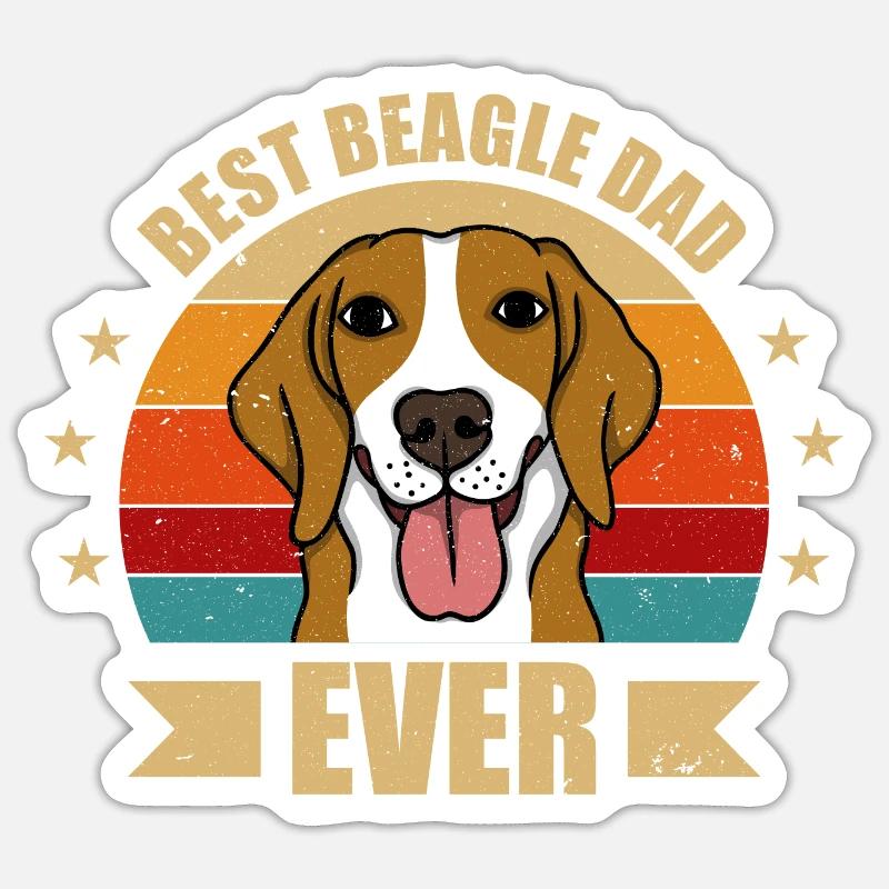 MEILLEUR BEAGLE Papa - Sticker taille S (10 x 10 cm) - blanc mat