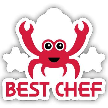 Meilleur chef (crabe, chapeau de chef, étoiles) - Sticker taille S (10 x 10 cm) - blanc mat - Devant