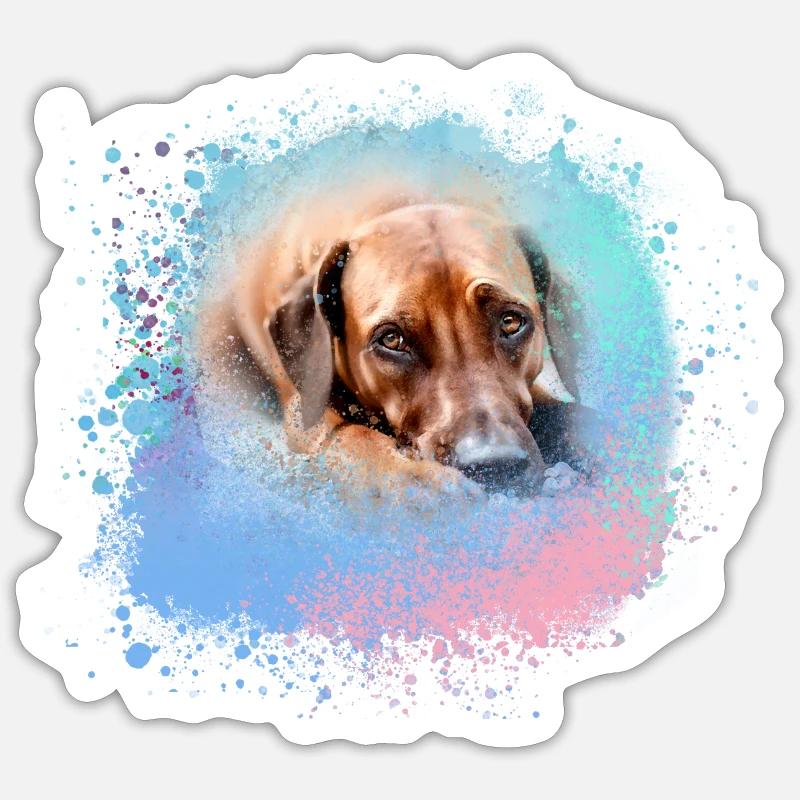 rhodesianridgeback, Hund,Hunderasse,graffiti,rosa - Sticker Größe S (10 x 10 cm) - Mattweiß