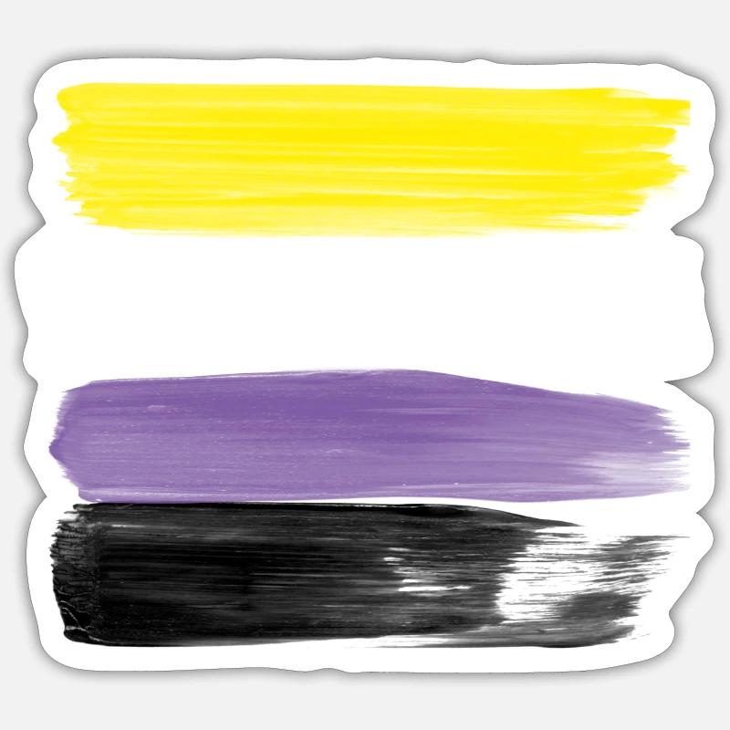 Non-Binary Pride Strokes - Sticker size S (10 x 10 cm) - white matte