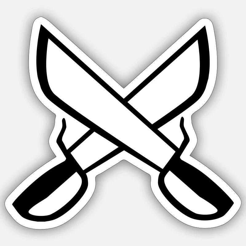 Wing Chun Chuan Schwerter - Sticker Größe S (10 x 10 cm) - Mattweiß