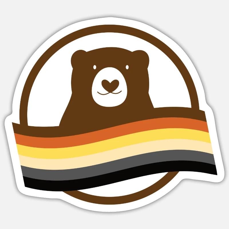 Ours avec drapeau - Sticker taille S (10 x 10 cm) - blanc mat