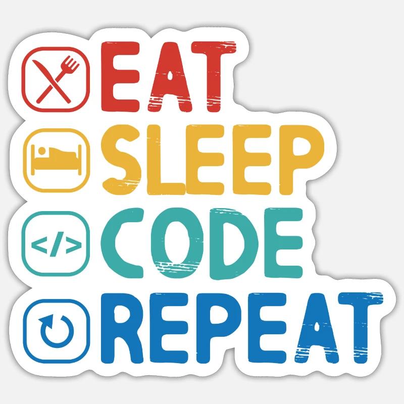 Répéter le code Eat Sleep Sticker taille S (10 x 10 cm)