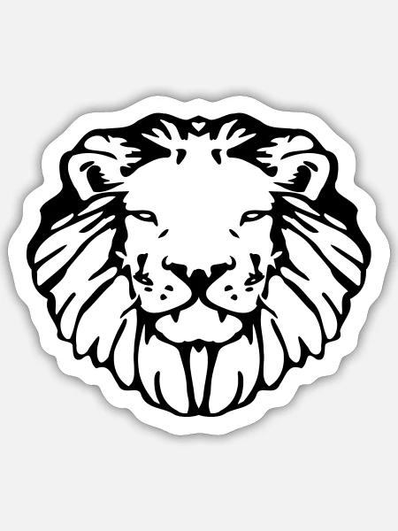 Löwenkopf - Sticker Größe S (10 x 10 cm) - Mattweiß