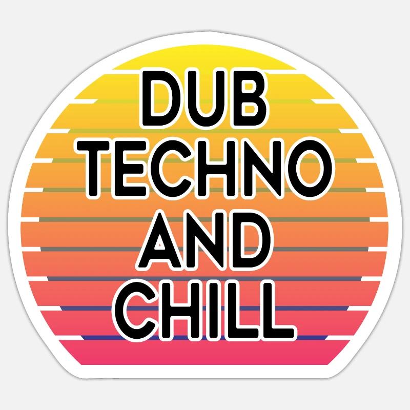 Dub Techno And Chill | Retro Sunset Ambient Techno Sticker size S (10 x 10 cm)