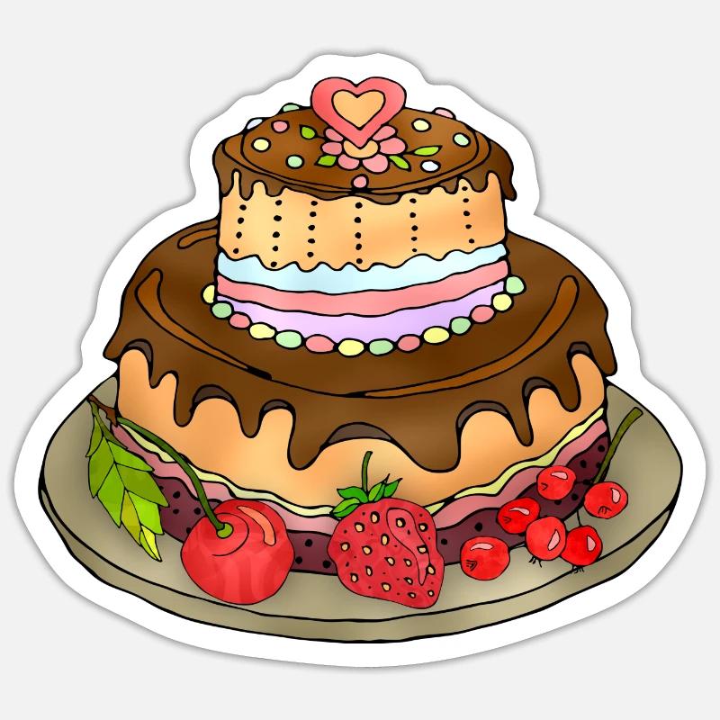 Gâteau - Sticker taille S (10 x 10 cm) - blanc mat