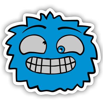 Haariges Monster Gesicht - Sticker Größe S (10 x 10 cm) - Mattweiß - Vorne