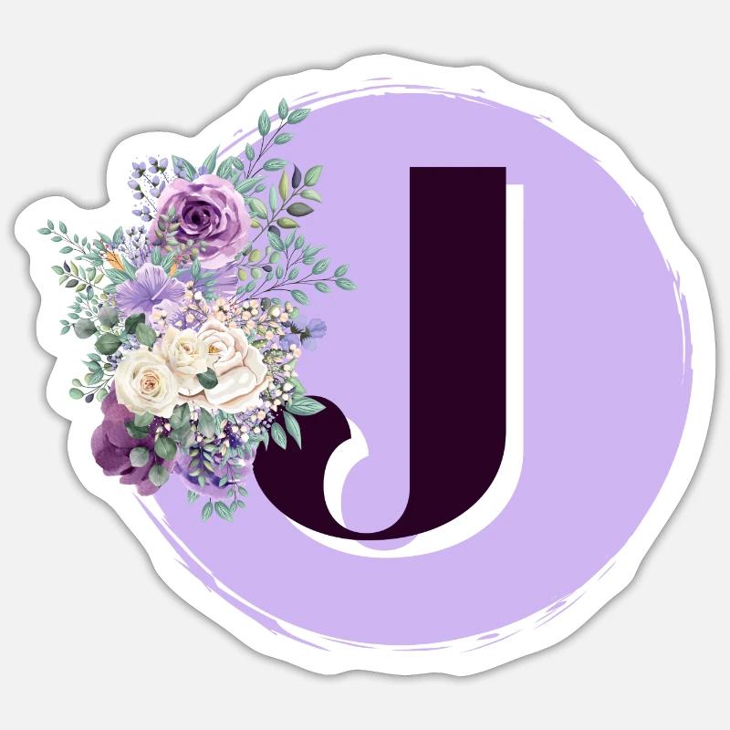 Buchstabe J Blumenkrone - Sticker Größe S (10 x 10 cm) - Mattweiß