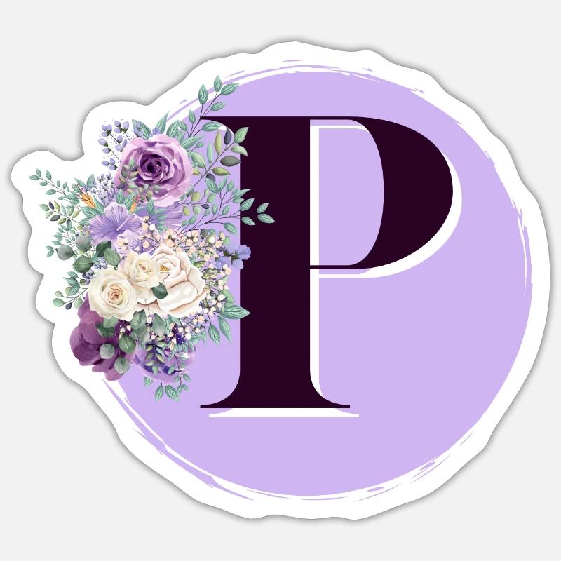 Buchstabe P Blumenkrone - Sticker Größe S (10 x 10 cm) - Mattweiß