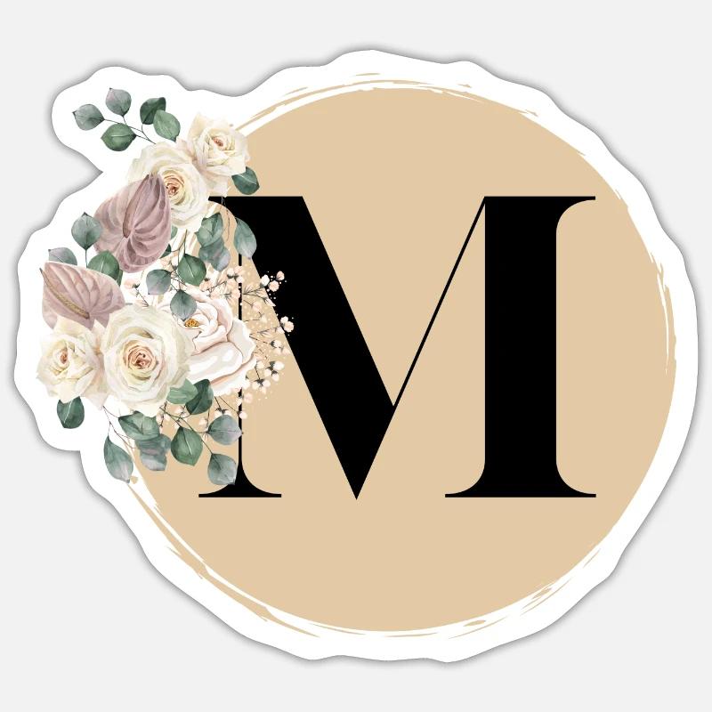 letter M - Sticker size S (10 x 10 cm) - white matte