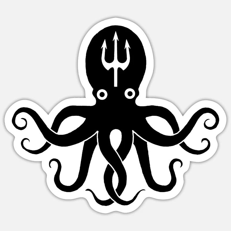 Pieuvre noire Sticker taille S (10 x 10 cm)