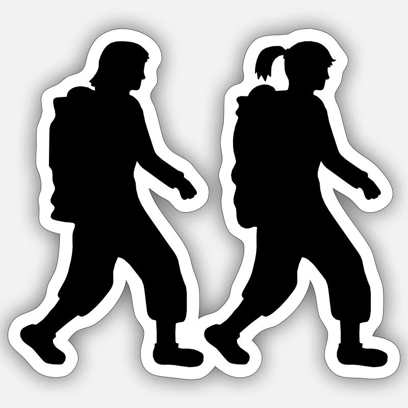 2 copines en randonnée - Sticker taille S (10 x 10 cm) - blanc mat
