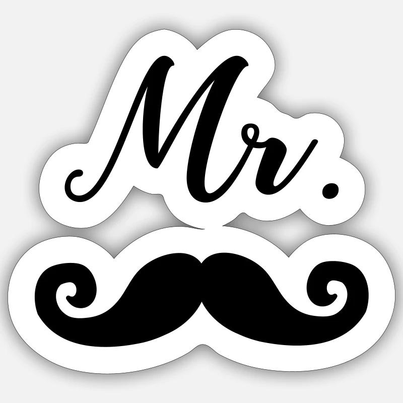 M. Moustache - Sticker taille S (10 x 10 cm) - blanc mat