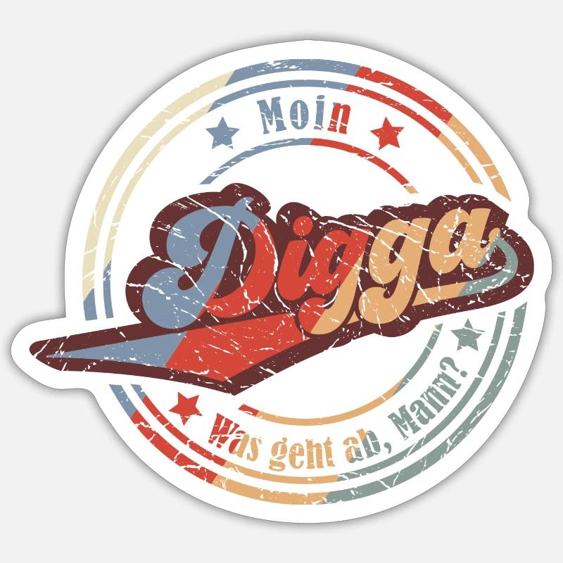 Moin Digga (Was-Geht-Ab-Mann-Edition) - Sticker Größe S (10 x 10 cm) - Mattweiß