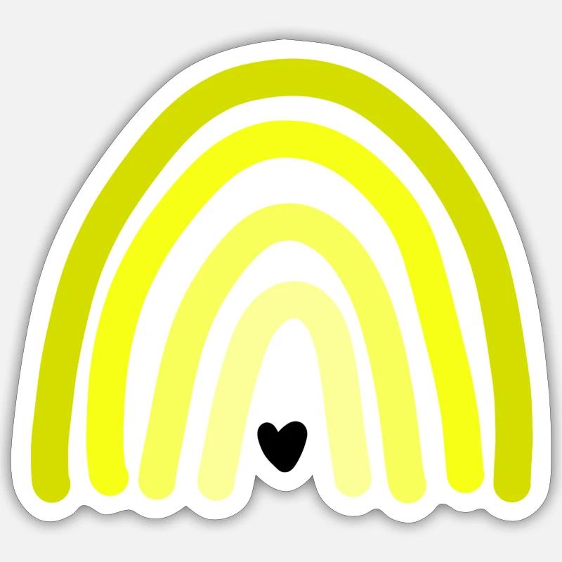 Arc-en-ciel jaune avec cœur - Sticker taille S (10 x 10 cm) - blanc mat