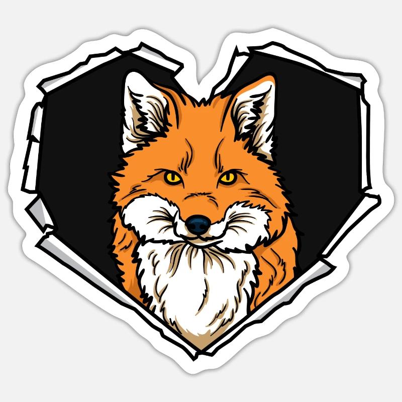 Crack Fox Torn Hole Heart Fox Face Sticker size S (10 x 10 cm)