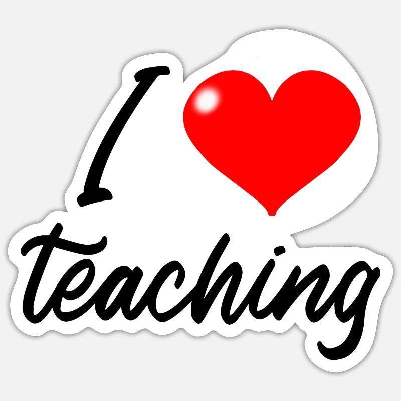 I love Teaching - Sticker taille S (10 x 10 cm) - blanc mat