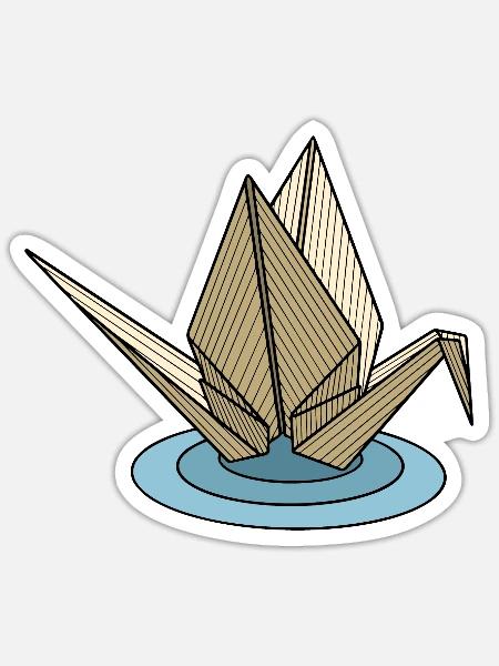 Der Kran im Teich - Sticker Größe S (10 x 10 cm) - Mattweiß