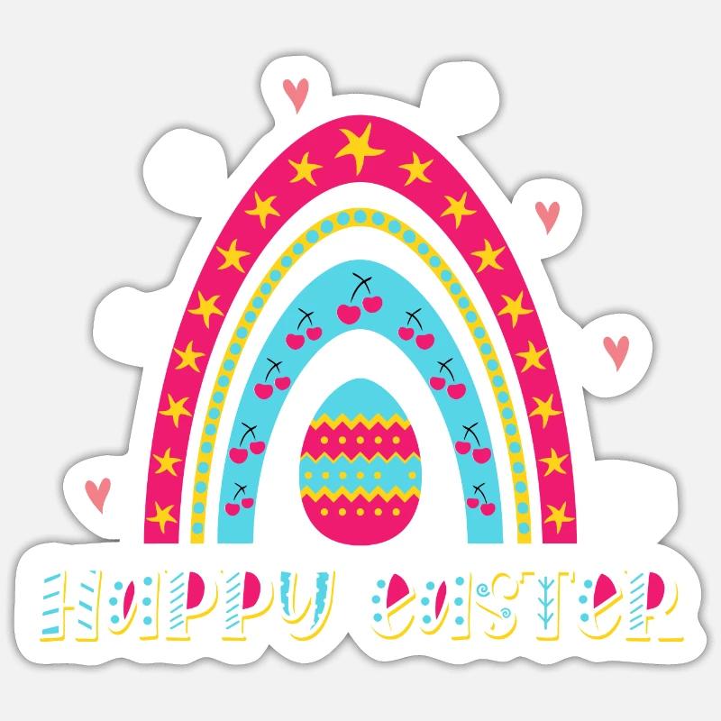 Joyeux Easter Easter Egg Rainbow Sticker taille S (10 x 10 cm)