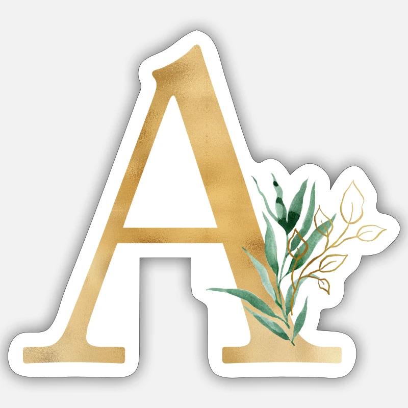 Customizable Monogram A Botany - Sticker size S (10 x 10 cm) - white matte