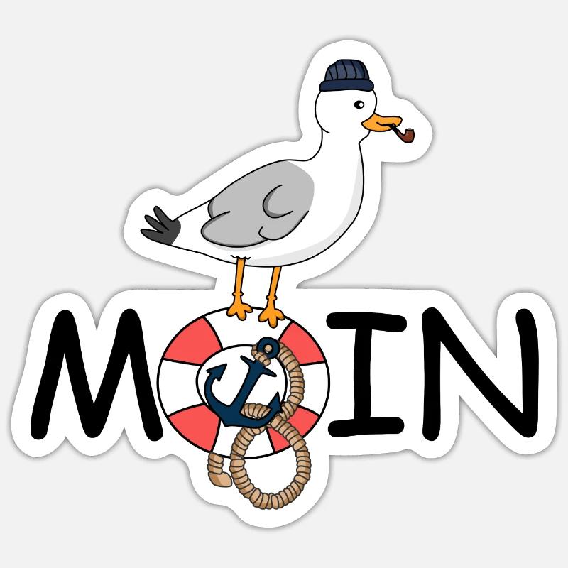 Mouette Moin - Sticker taille S (10 x 10 cm) - blanc mat