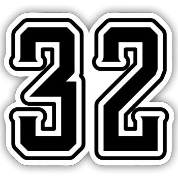 32 number symbol - Sticker size S (10 x 10 cm) - white matte - Front