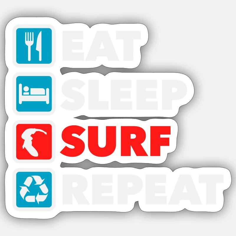 Eat Sleep Surf Repeat - Sticker size S (10 x 10 cm) - white matte