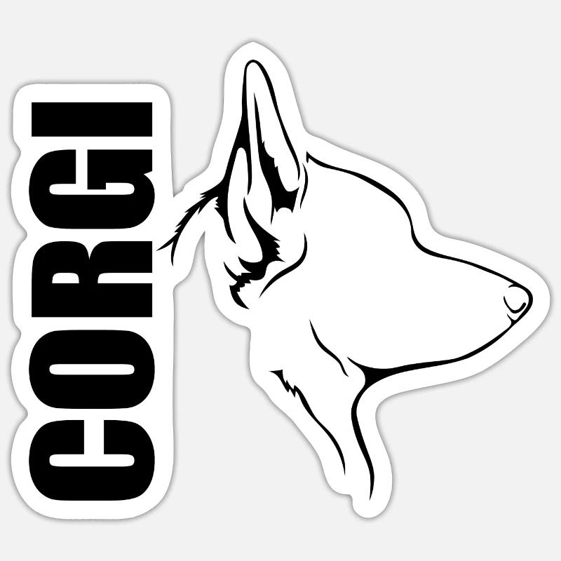 CORGI Profil Hunde Hund Wilsigns - Sticker Größe S (10 x 10 cm) - Mattweiß